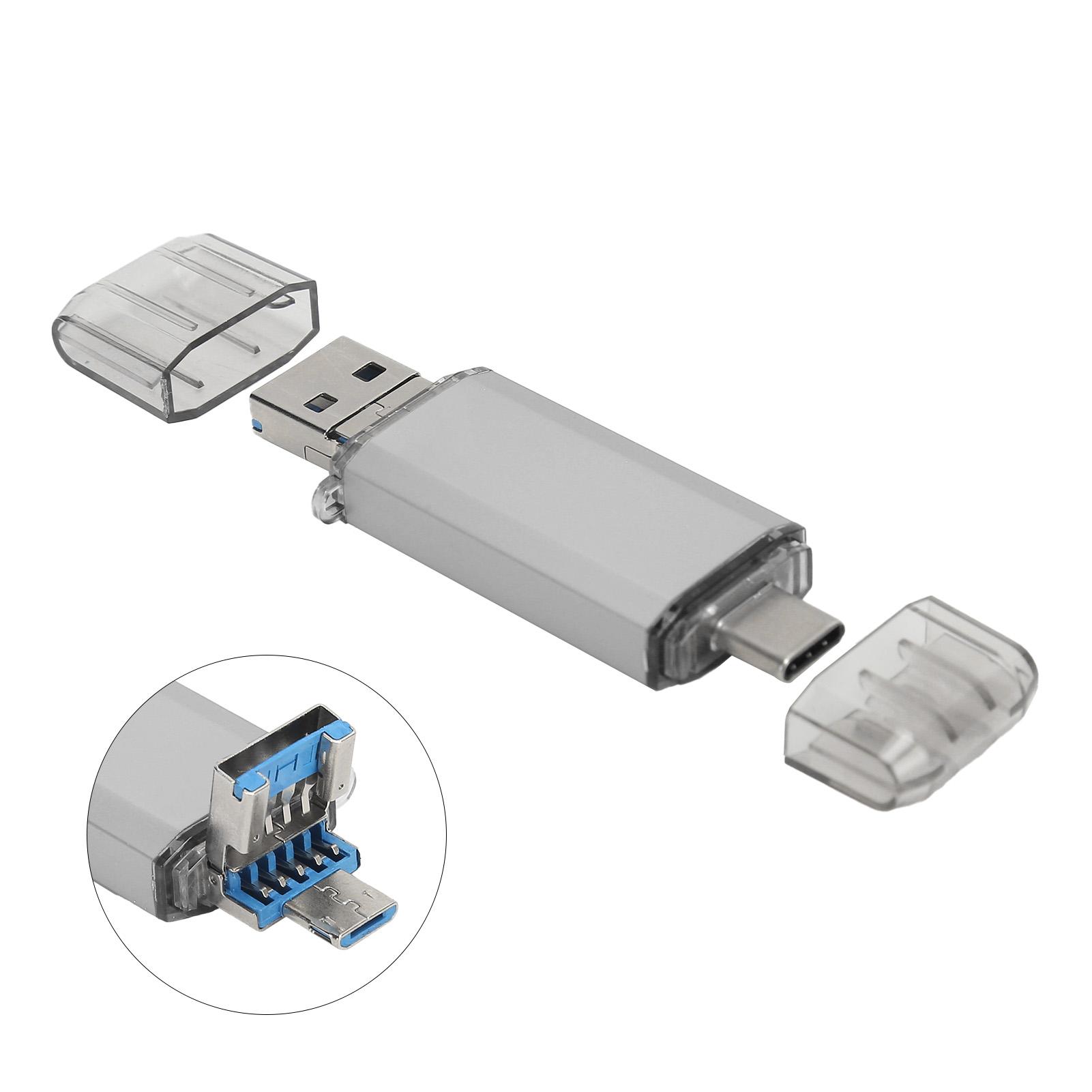 

U Disk 3-в-1 алюминиевый сплав высокоскоростной серебряный USB3.0 флэш-диск для мобильных телефонов компьютеров(256GB ) 256GB