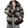 Men's Woolen Color Block Plaid Hooded Jacket - Trendy, High-End Autumn/Winter Casual Wear