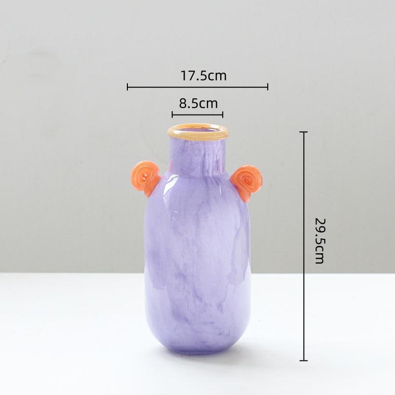 Creative Glass Vase Cartoon Candy Handle Flower Vase Floral Arrangement Accessories Terrarium Home Decoration Accessories