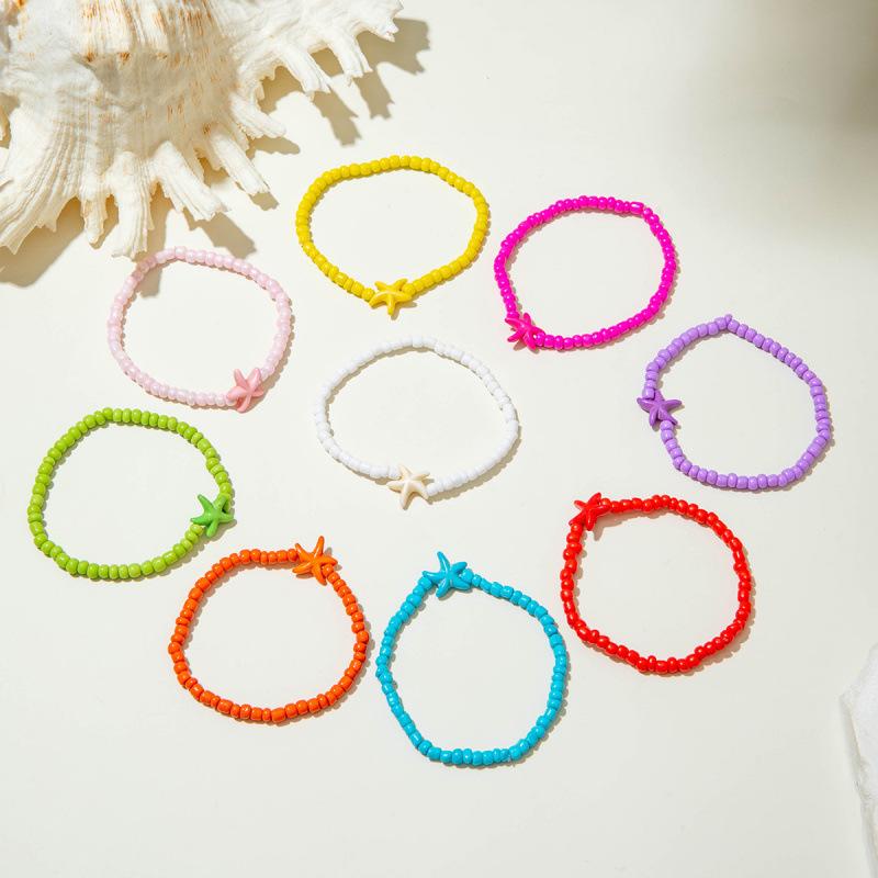 Accessories, Bohemian Colored Starfish Multi-Colored Beaded Stacked Ladies Bracelet