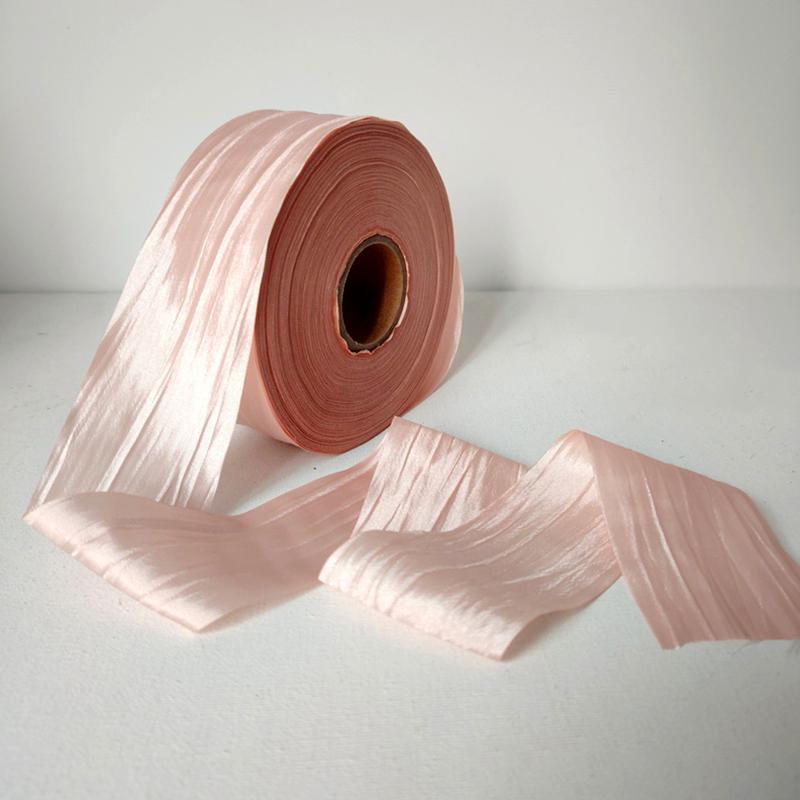 

10 ярдов свадебного украшения корейская шелковая лента в стиле ретро морщинистая цветная лента жемчужная легкая подарочная упаковка тканая лента