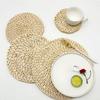 6 Stück Weben Rattan Rund Natürliche Stroh Tischsets Tassenmatte für Esstischmatten