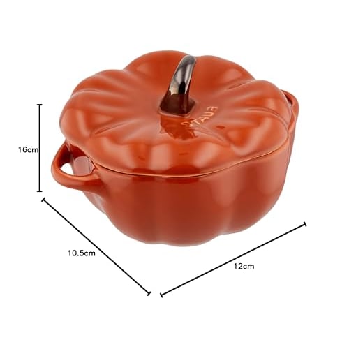 Staub "Pumpkin Cocotte 13cm" Ceramic Heat-Resistant Storage Container, Microwave-Safe [Official Japanese Product] La Cocotte Special Shape 40511-555