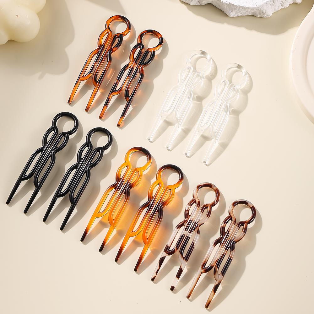 Traceless U-shaped Hair Stick Tortoiseshell Hair Fork Hairpin Geometric Women Girls Hair Accessories Headwear Hairstyle Tools
