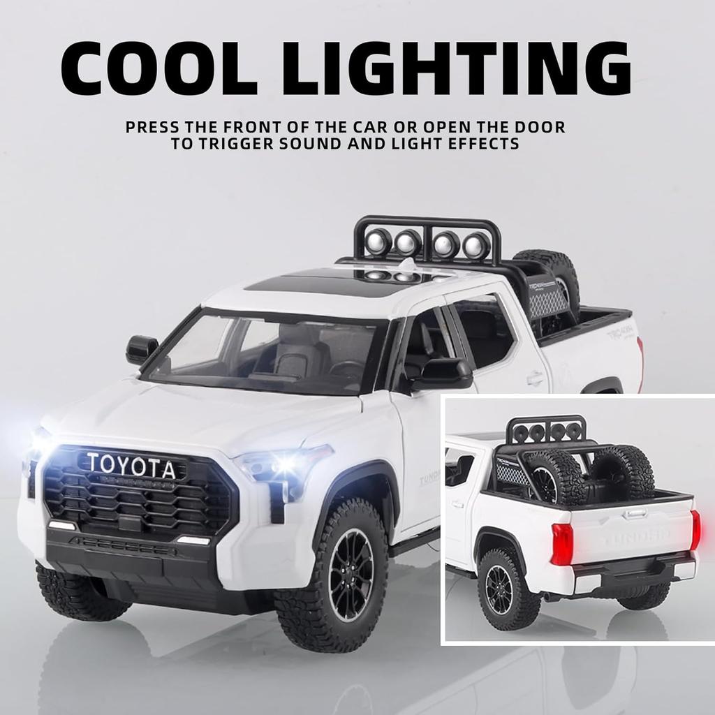 1/24 Toy Trucks for Boys Toyota Tundra Diecast Metal Model Toy Pickup Truck Pull Back Car Model with Light and Sound Toy Trucks for Boys Age 4-7