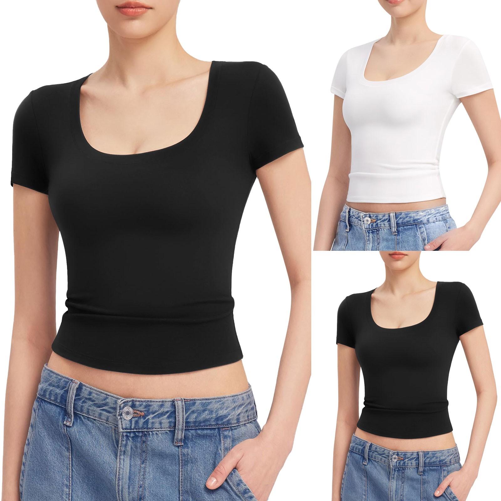 

Women s Summer Short Sleeved Round Neck Sexy Slim Fit T-shirt