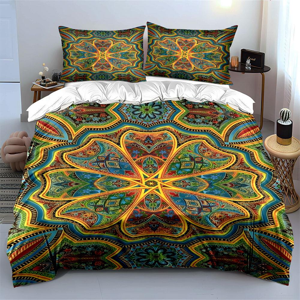 Colorful mandala-inspired patterns. Bedding sets Duvet cover sets Duvet covers Pillowcases(1 * Duvet Cover 2 * Pillowcases without duvet insert)