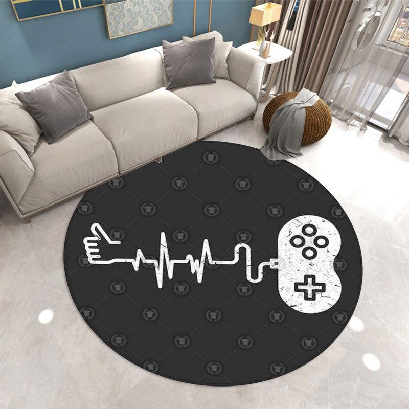 Gamer Living Room Area Rug Round Boys Bedroom Carpet Chair Mat Anit-Slip  Game Console Bathroom Floor Rug Doormat Entrance