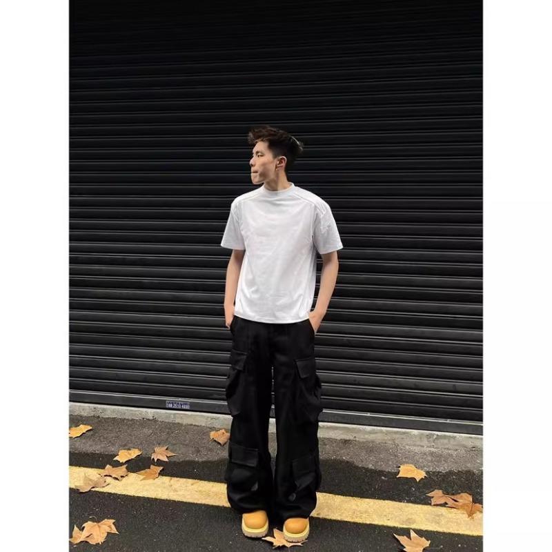 Men's Heather Gray Mock Neck Short Sleeve T-Shirt Casual Oversized Streetwear Top