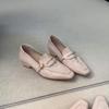 Sheepskin Version Square Head Thick Heel Fashion Women'S Temperament Small Leather Shoes Fashion Popular Loafers Trend Shallow Mouth Single Shoes