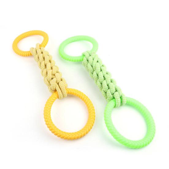 Pet Toy Double Loop Design Cotton Rope Interactive Puppy Chew Toy Bite-resistant Teeth Oral Health Safe Chew Toy