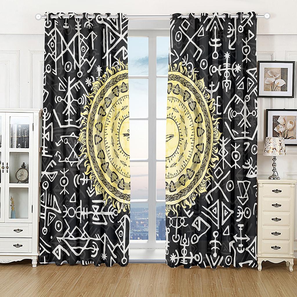 Moon Tarot Sun Spiritural Flower Black Window Panel Drapes in Children Bedroom Space Living Room Hall Treatments Kitchen Decor Drapes Blinds