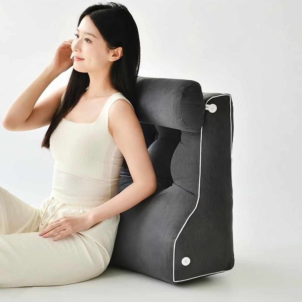 Lesekissen-Set zum Sitzen im Bett Keilkissen mit Nackenkissen & Tasche für Rückenunterstützung Schlafbein Abnehmbarer waschbarer Bezug für Erwachsene Bett