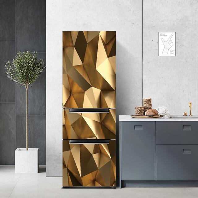 

Золото-серый нерегулярный современный геометрический постер для двери холодильника, наклейка на дверь, двойной открытый холодильник, виниловые обои, наклейка-пленка 60x150cm