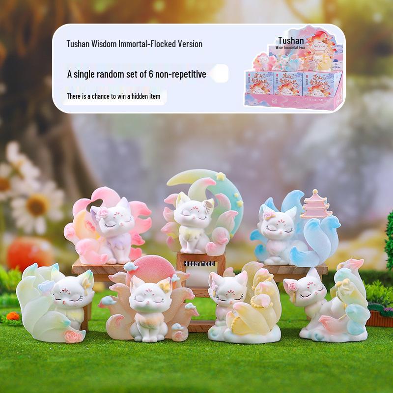 Nine-Tailed Fox Resin Blind Box: Chinese Style Desktop Ornament & Festival Gift