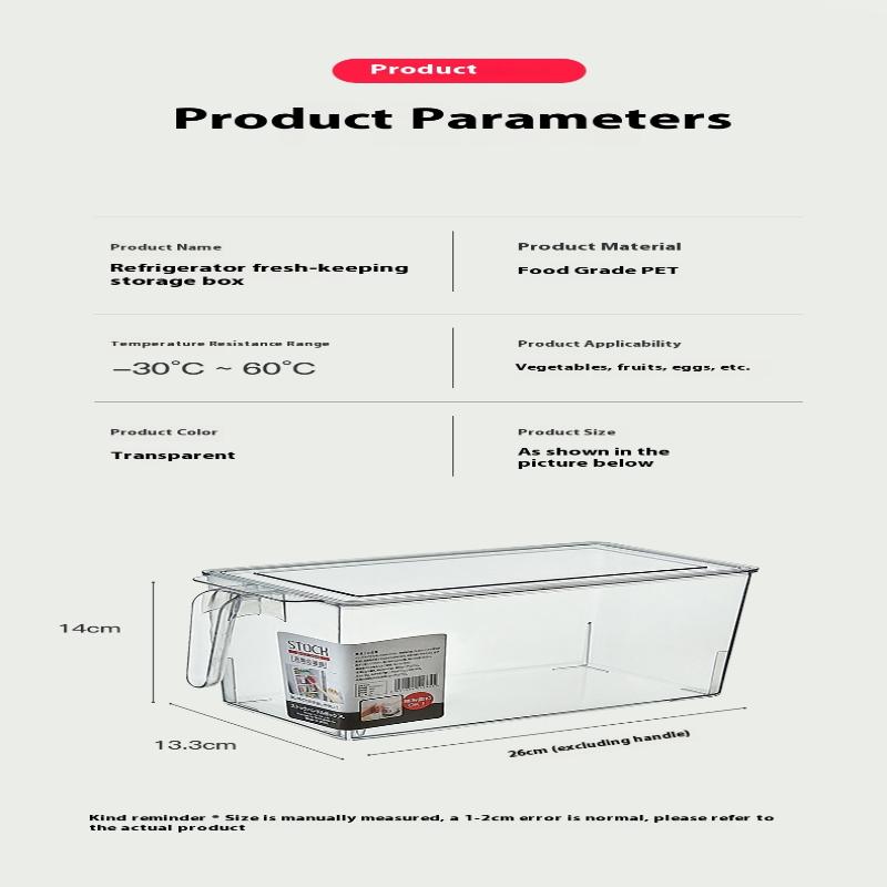 Vegetable Fruit Storage Container PET Plastic With Handle Easy Grip Lid Keep Fresh Fridge Kitchen Organizer