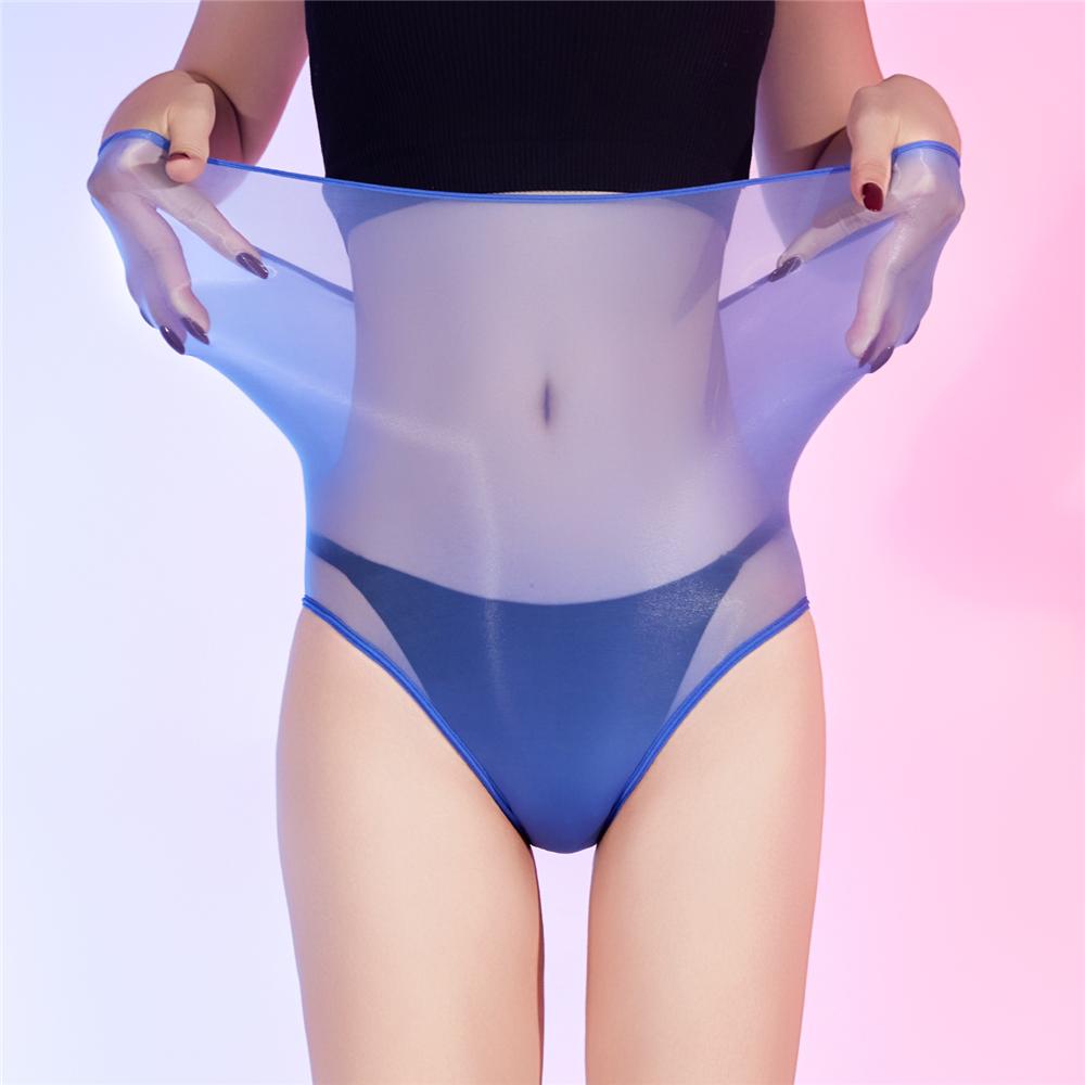 Sexy Women 6D Elastic Oil Glossy Shiny U Convex Pouch Briefs Smooth Breathable Open Crotch Safety Shorts Bottom Underwear