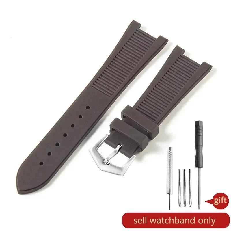 Para Patek Philippe Sport Elegante Serie Nautilus 5711/5712/5980 Correa de Reloj de Silicona Impermeable para Hombre 25x13mm