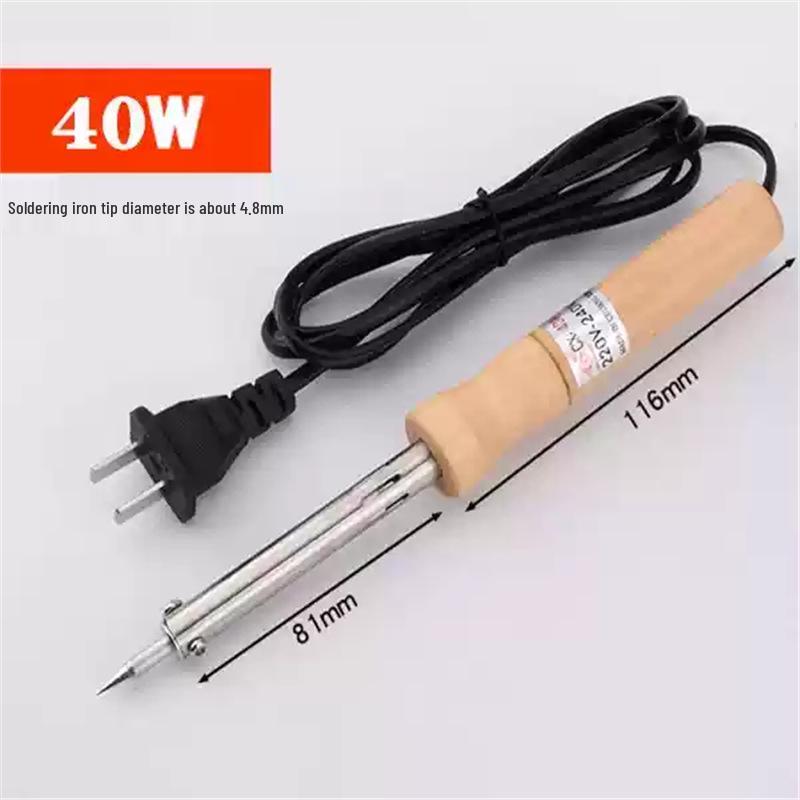 

Electric Soldering Iron with Anti-Scalding Wooden Handle - 40W/60W/80W, Tips for Household and Industrial Use