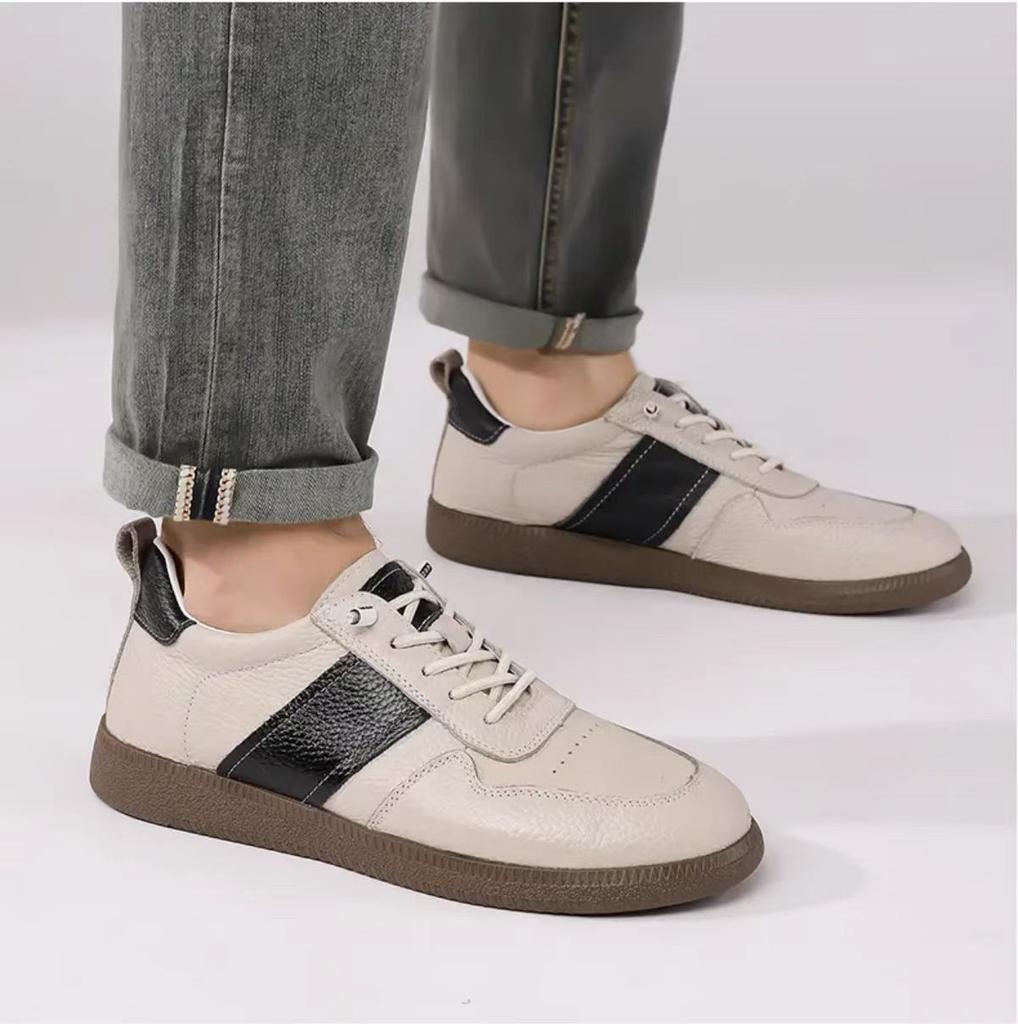 Luxury Brand Genuine Leather Men Muller Shoes Trend Casual Flat Designer Male Outdoor Sneakers Non-slip Vulcanized Shoes