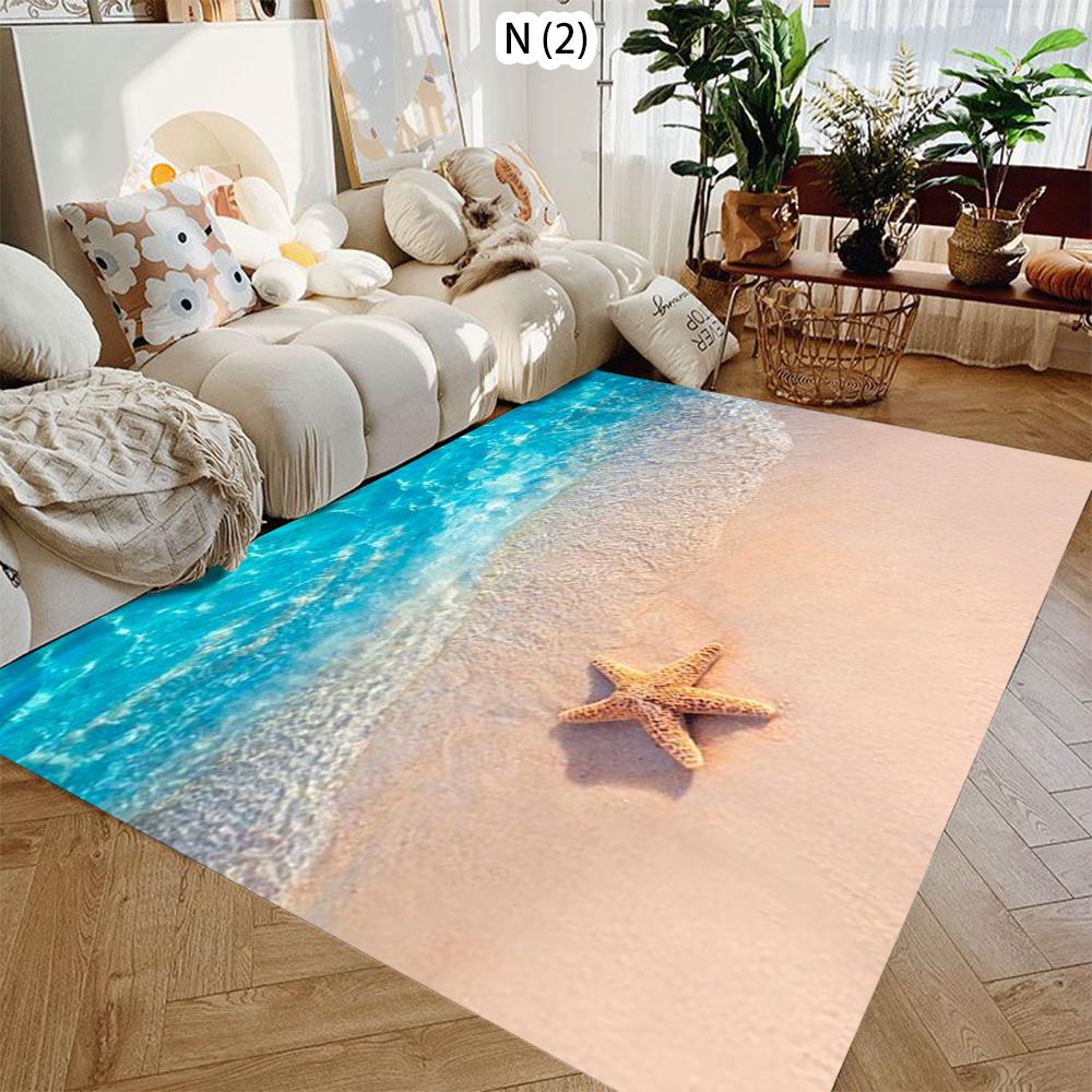 Fun HD Summer Coastline Beach Carpet for Living Room Sofa Soft Decor Rugs Bedroom Rug Kitchen Coffee Table Mat Hallway Rug