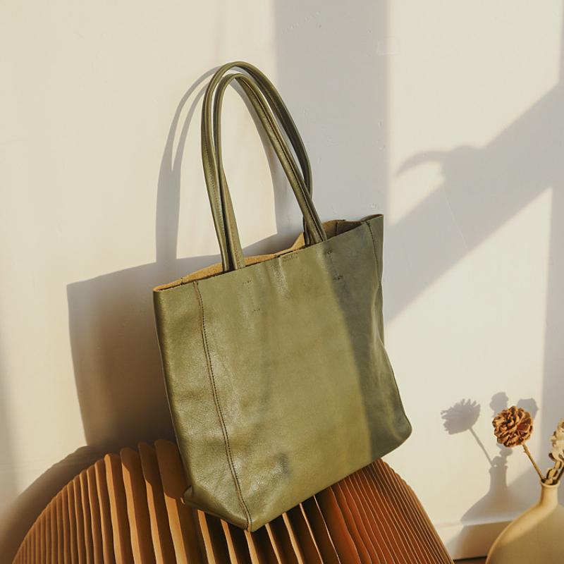 Johnature Genuine Leather Commuter Casual Tote Vintage Large Capacity Women Bag Soft Real Cowhide Shoulder Bags