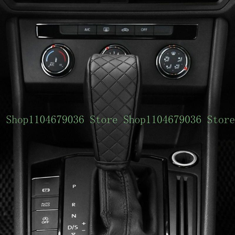 652F Leather Gear Shifts Knob Cover General Fit Breathable Shifter Protector Gear Shifts Knob Protections for Car Interiors