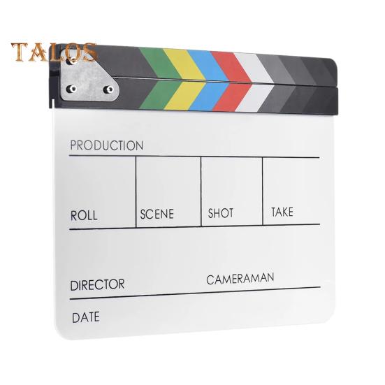 Film Clapper Board Acrylic Dry Erase Slate Colorful Director Video Scene Clapboard Cut Prop Whiteboard Marker Filming Tool for TV Series Studio