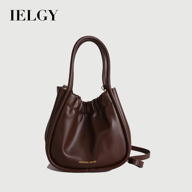 IELGY Ladies Messenger Bag Korean Version Pleated Casual Commuter Bucket Bag Portable