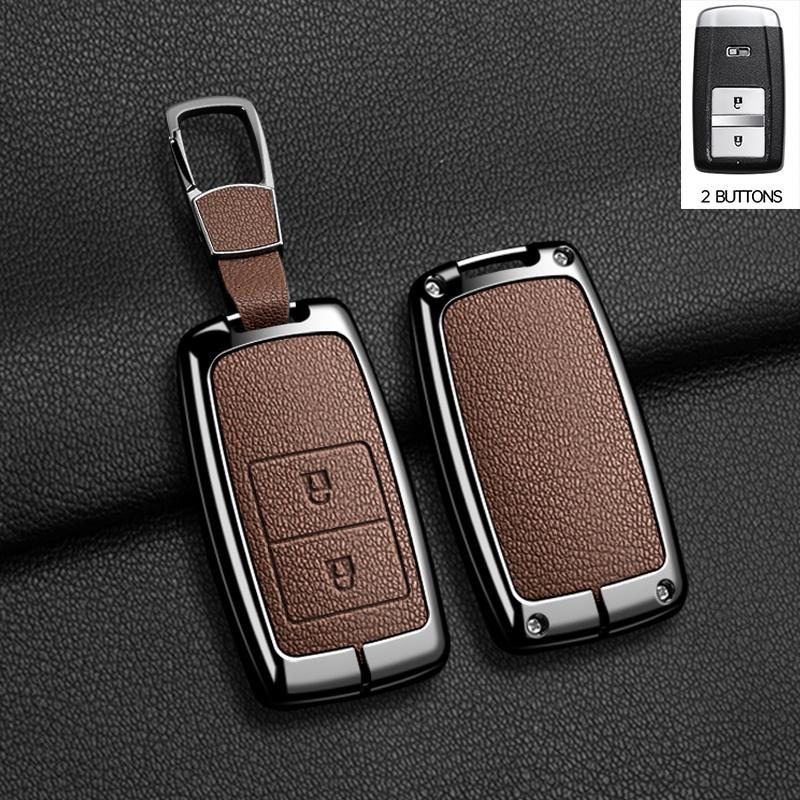 Leather+Metal Car Key Case Cover for Honda Acura RLX MDX CDX TLX-L NSX RDX Shell Fob Holder Auto Shell Fob Protector Accessories