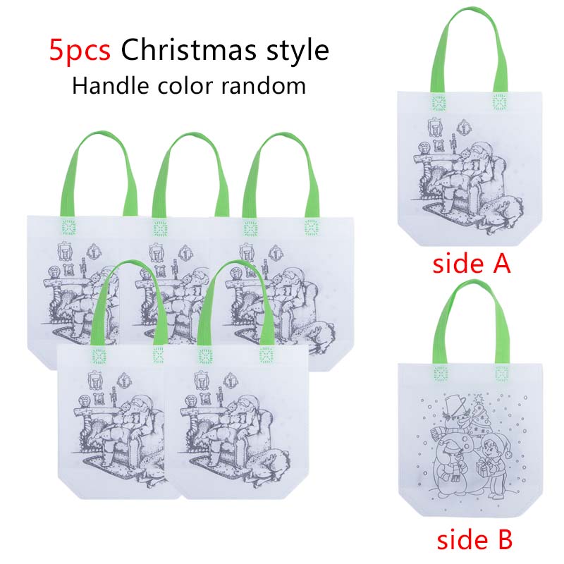 5/10pcs Festival Gift Bags Christmas Halloween Easter Non Woven Fabric Double Sided Graffiti Bag Party Snack Bag Souvenir TMZ