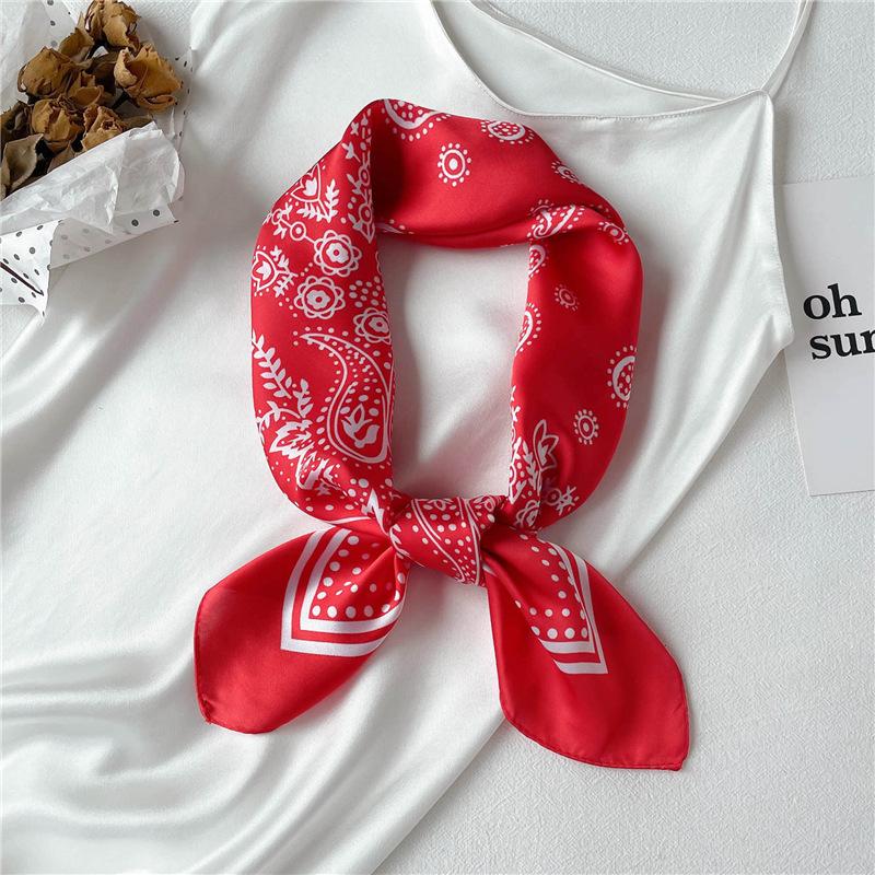 Foreign Style Small Silk Scarf 71cm Square Scarf Hangzhou Silk Imitation Silk Scarf Professional Women's Scarf Decorative Small Silk Scarf