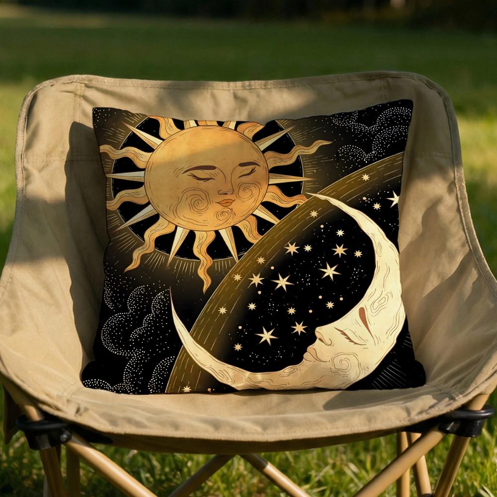 Tarot Sun and Moon Cushion Cover Soft Reversible Durable Pillow Cover MultiScene Use for Home Car Daily Comfort