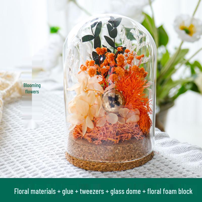 Preserved Flower Glass Dome DIY Kit for Handmade Decoration and Gifts