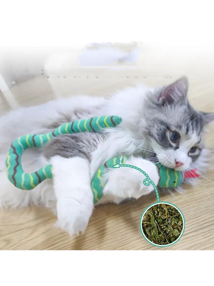 Catnip Toy Interactive Toy Plush Cat Toy Gluttonous Snake Bite-Resistant Molar Interactive Toy Gift For Cat Pet Accessories