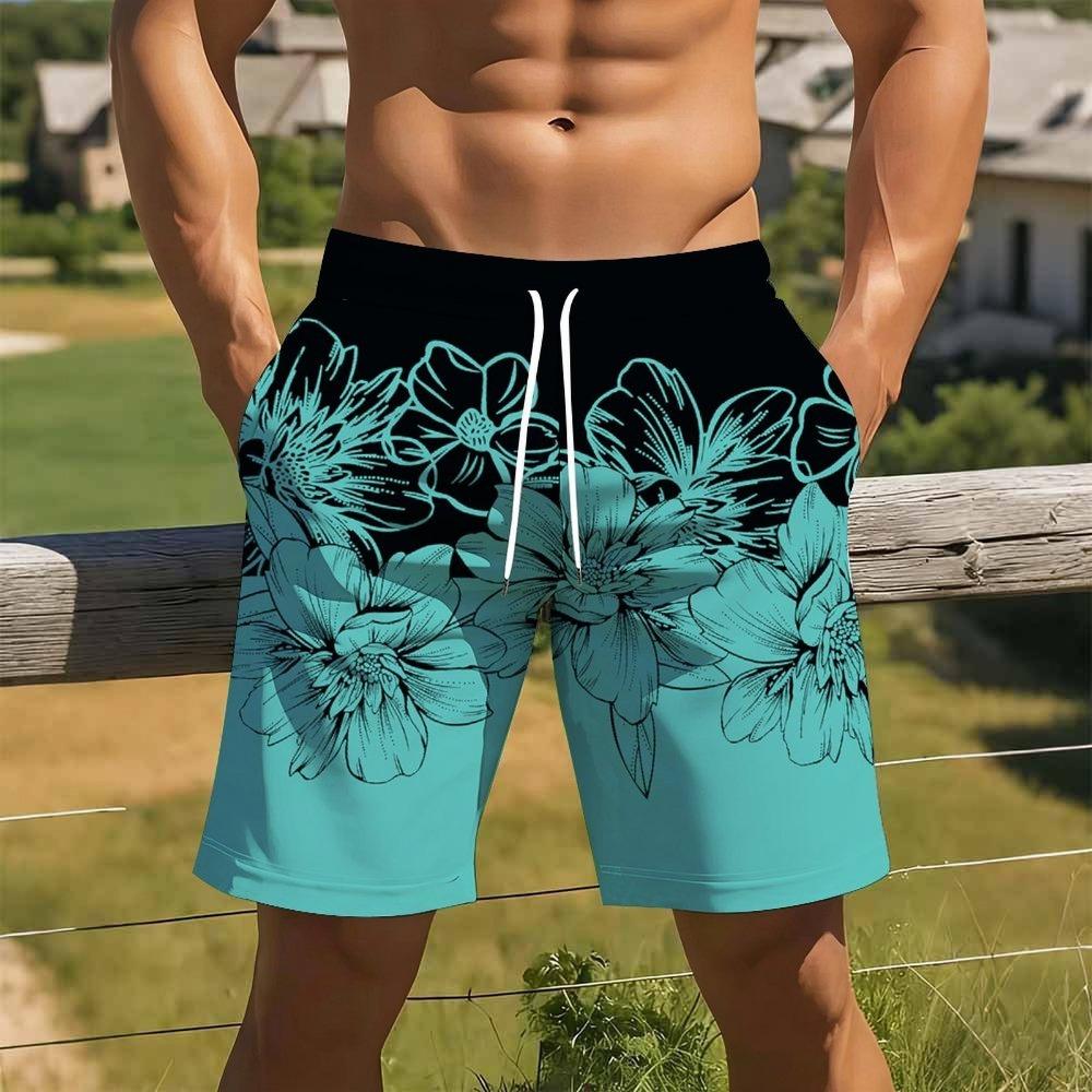 Herren Druck Casual Shorts Kordelzug Elastische Taille Locker Streetwear Sommer