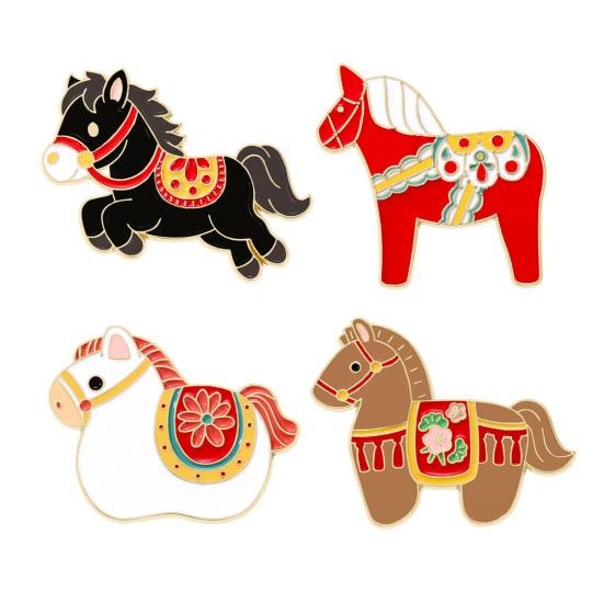 Brooch Pin 2026 Zodiac Horse Brooch Zinc Alloy Enamel Shirt Collars Scarves Badge Traditional Culture Jewelry