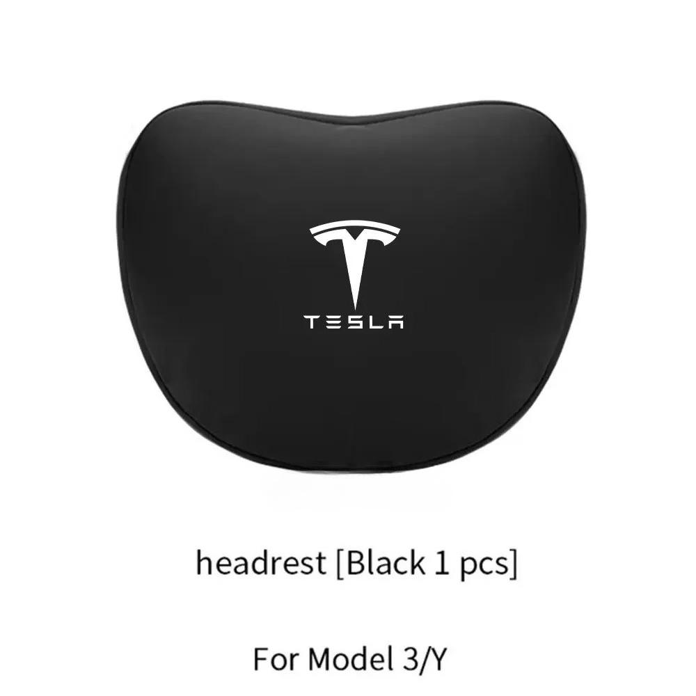 For Tesla Model 3 Y Flocking/Leather Car Seat Neck Pillow Soft Memory Neck Pillow High-Quality Headrest Lumbar Support