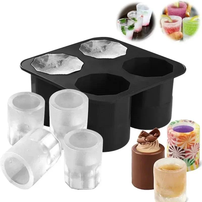 4 Tassenform Silikon Eiswürfelform Tablett Halloween Skelett Mach Schnapsglas Sommer Bar Party Gefroren Whiskey Bier Cocktail Kalt