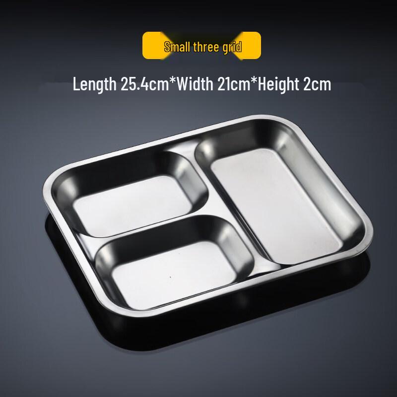 Stainless Steel 3-Compartment Divided Lunch Tray