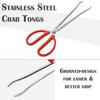 Steel Barbecue Grilling Red Handle Fishing Catch Tool Sea Crab Tongs Anti-slip Clip Tooth Clamp
