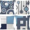 Modern Blue Geometric Linen Cushion Cover For Car Living Room Sofa Bedroom Home Decor, 40X40 45X45 50X50 60X60 Pillowcase