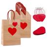 Krafts Paper Bags Red Heart Design Eco-Friendly Gift Bags with Heart Tags And Hemp Rope Gift Packaging for Weddings Birthdays Mother's Day Party