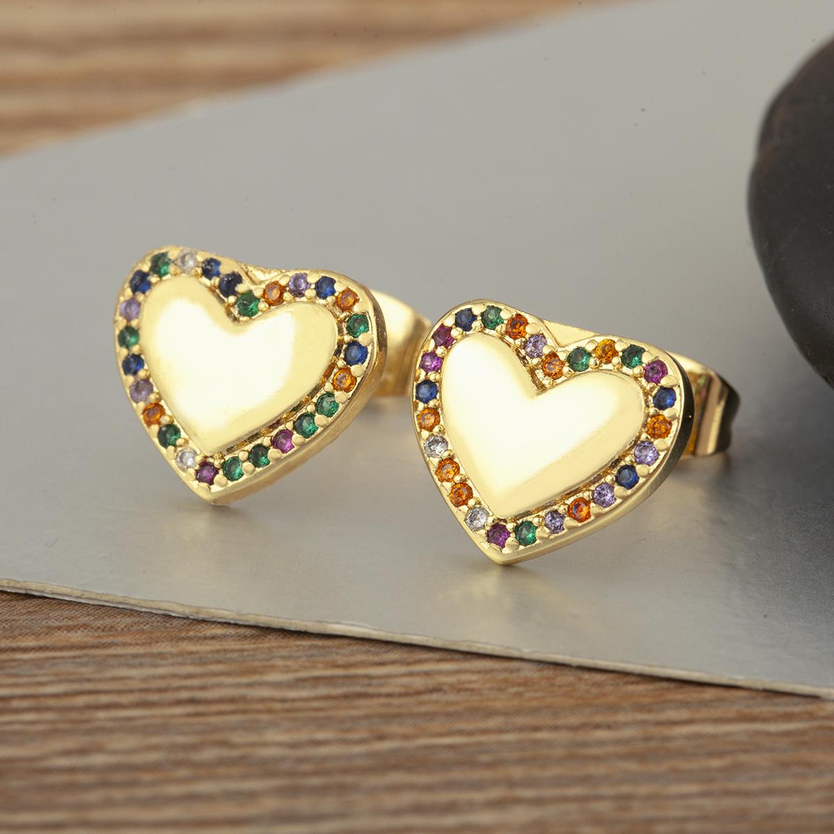 

Nidin New Arrival Romantic Love Heart Shape Copper Cubic Zirconia Stud Earrings For Women Valentine s Day Fine Ear Jewelry Gifts