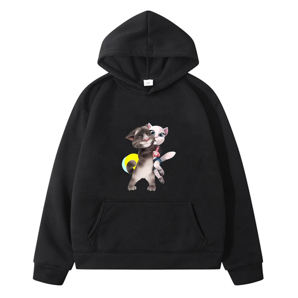 Anime Hoodie Talking Tom Cat Print Fleece Sweatshirt Boy Jacket Y2k Sudadera Kawaii Hoodies Christma Pullover Kids Clothes Girls
