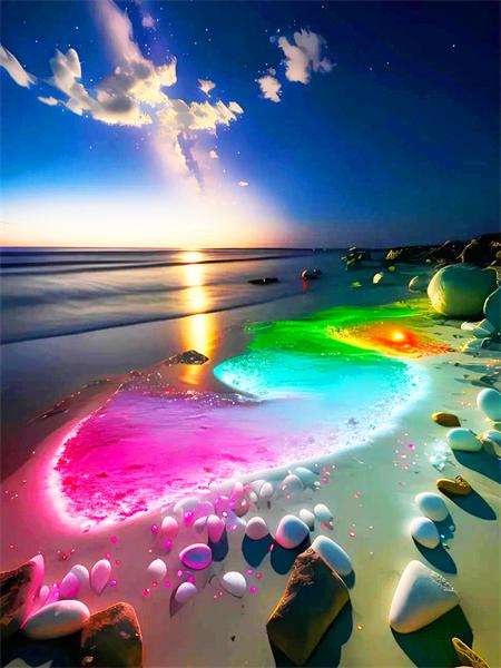 5d Diamond Painting Full Drill Fantasy Night Seaside Embroidery Mosaic Stone Landscape Crystal Wall Art