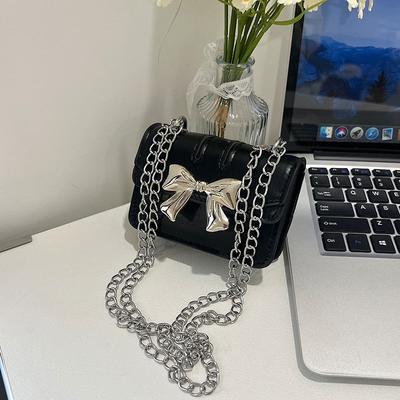 Mini Beautiful Bow Solid Color Sweet Small Square Bag Summer New Product Chain Shoulder Messenger Bag Women