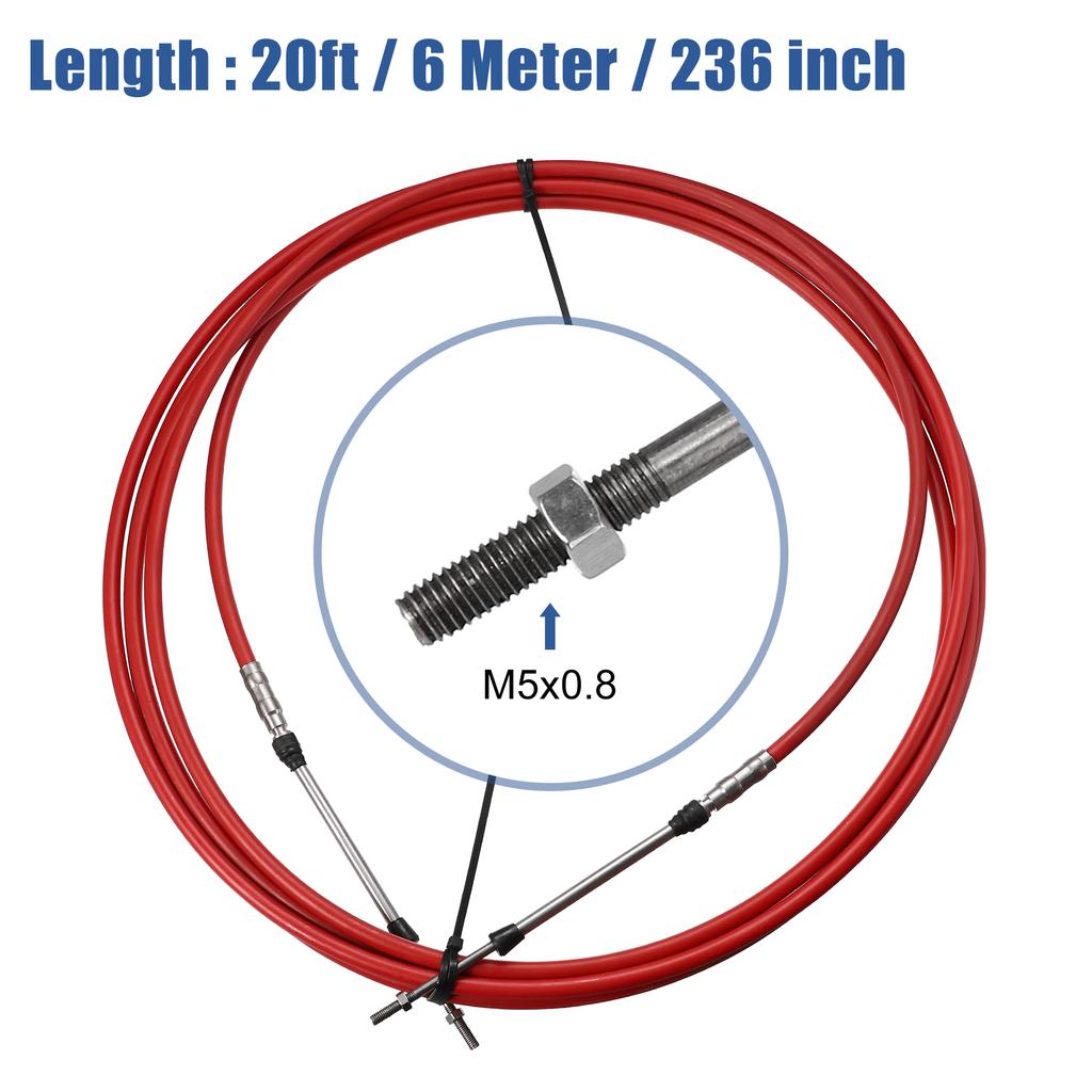Motoforti 1/2pcs 10ft 13ft 16ft 20ft 24ft Marine Throttle Cable 3300/33C Throttle Shift Remote Control Cable 3M-6M for Yamaha