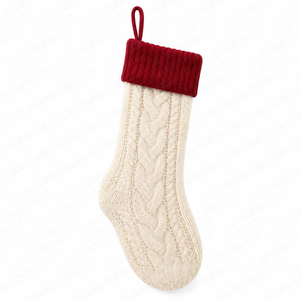 Cross-Border Knitted Christmas Stockings & Tree Ornaments – Diamond Pattern Woolen Gift Bags