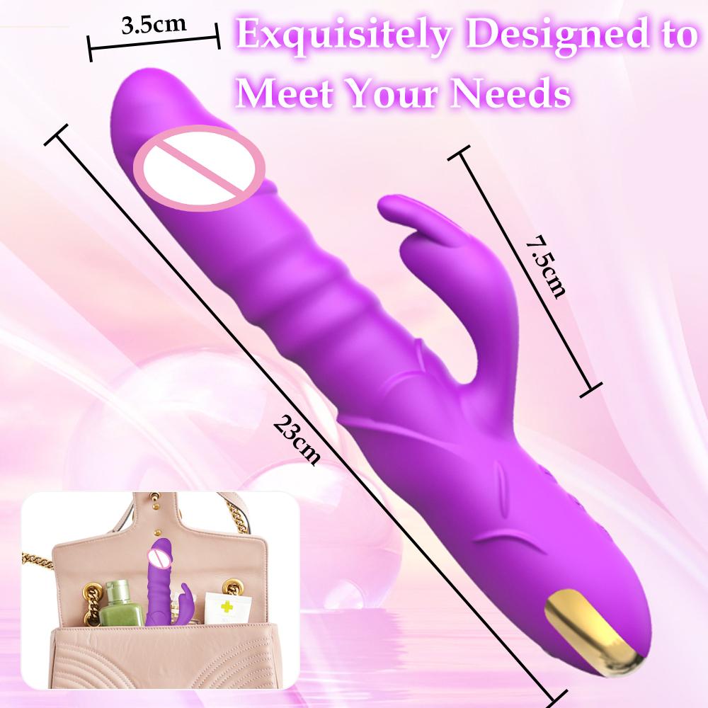 Rabbit Stretching Double Shock Dildo Vibrator Female Masturbation G Spot Clitoral Massage Stimulator Adult Sex Toy for Women
